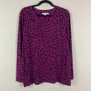 Chicos Touch of Cool Dot Layering Tee T Shirt SIze 3 US XL Purple Black